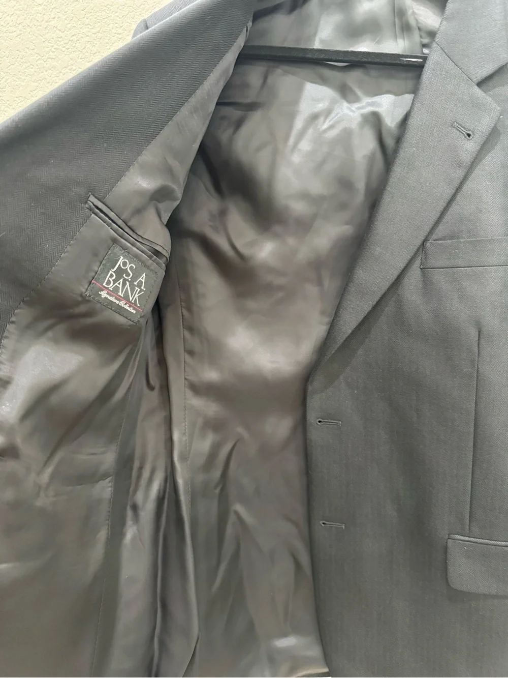 Jos A Bank Signature Sport Coat Blazer 43R Black Silk Camel Hair 2 Button